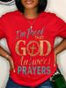 TXWomen's Crew Neck Short‑Sleeve Graphic T‑Shirt, "I Am Proof That God Answers Prayers" Christian Faith Statement Print, Fashion New Arrival,