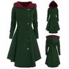 Damen Halloween Design Wollmantel Elegant Mittellang Kapuzenwoll-Trenchcoat
