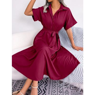 Ins Style Real Shot Summer Casual Loose Solid Color Lace-up Shirt Skirt Long Skirt Women's Clothing