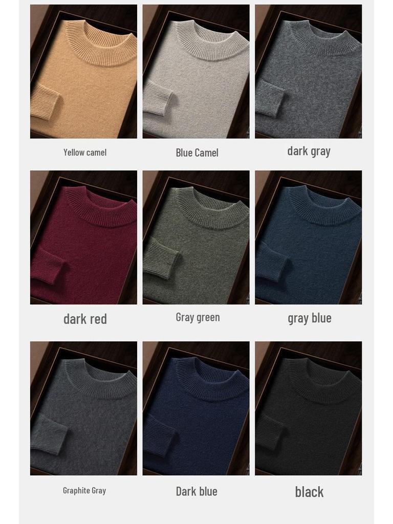 Herren Halbhoher Kragen Dicker Strickpullover - Einfarbig, Langarm, Herbst/Winter Stil