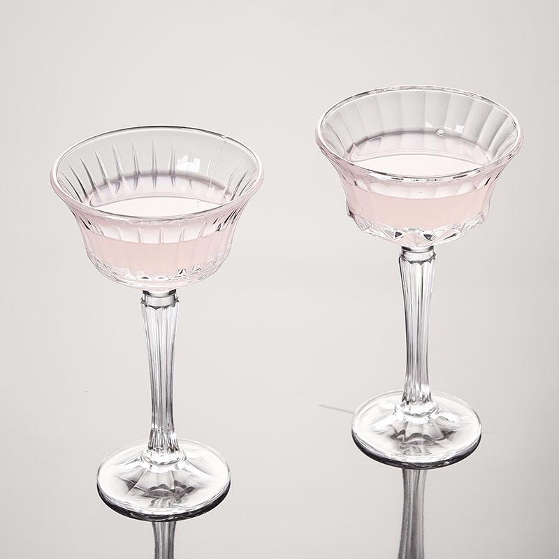 Retro Diamond Pattern Tall Glass for Desserts, Champagne, and Cocktails