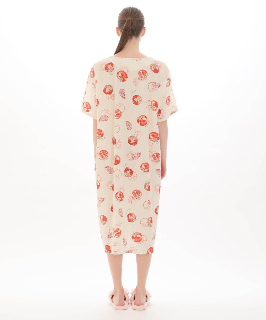 Nightshirt Shirring Boiled Tomato Red FreeSize [Narue] Women's