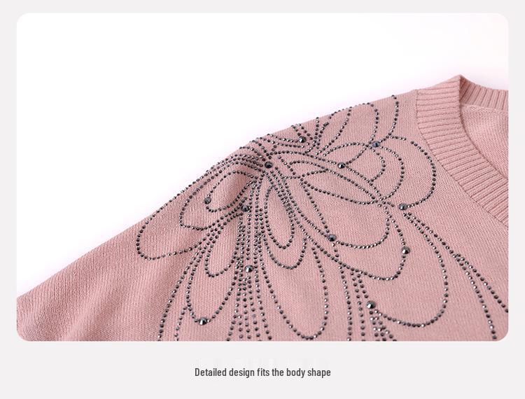 2026 New Style Summer Knitted T-Shirt for Middle-Aged and Elderly Women
