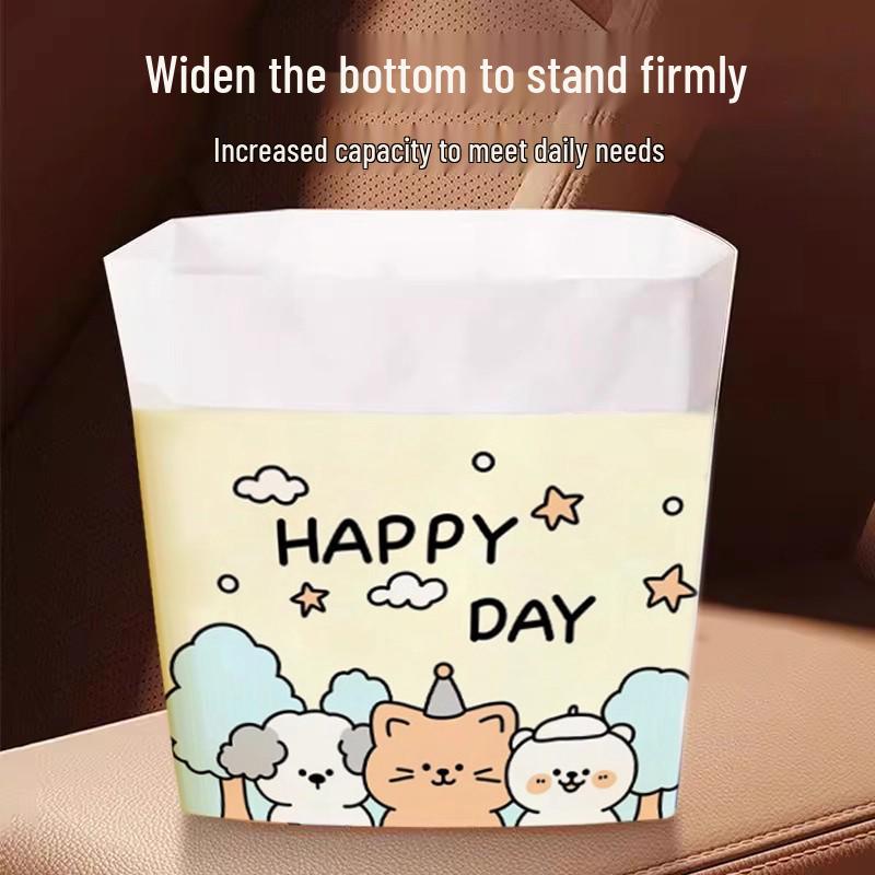 Portable Dual-Use Self-Standing Desktop Trash Can with Adhesive Backing
