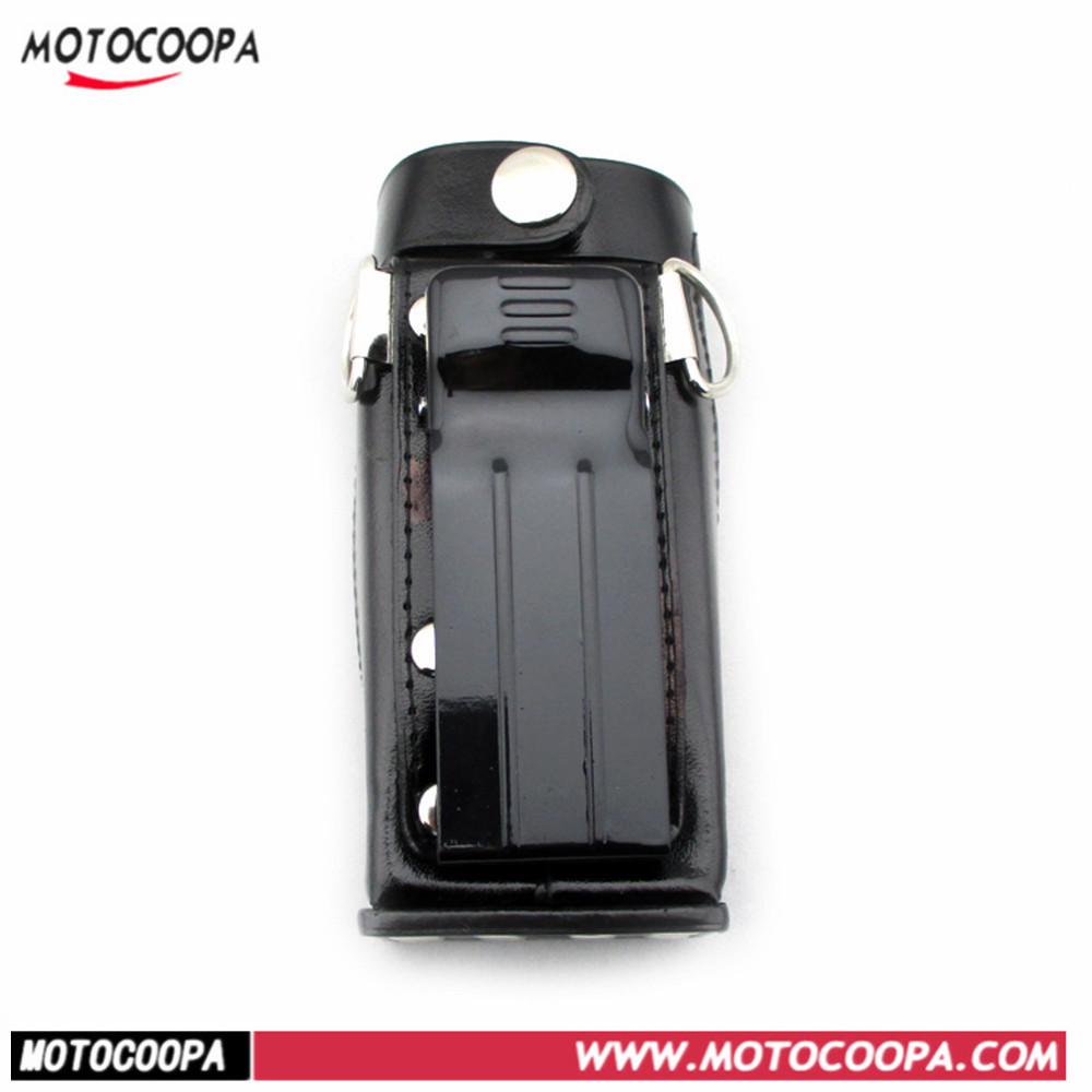 Leather Case for MTP850 & MT800 Walkie-Talkie with Anti-fall, Shoulder Strap, Iron Clip, and Belt Clip Pouch