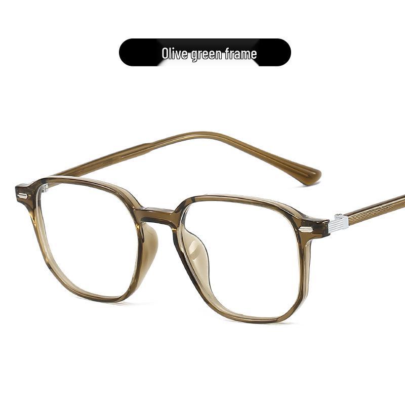 Women's Korean Polygonal Glasses, Myopia/Plano Lenses, Anti-Blue Light, Slimming for Large Faces, TR90 Bare Face Frame