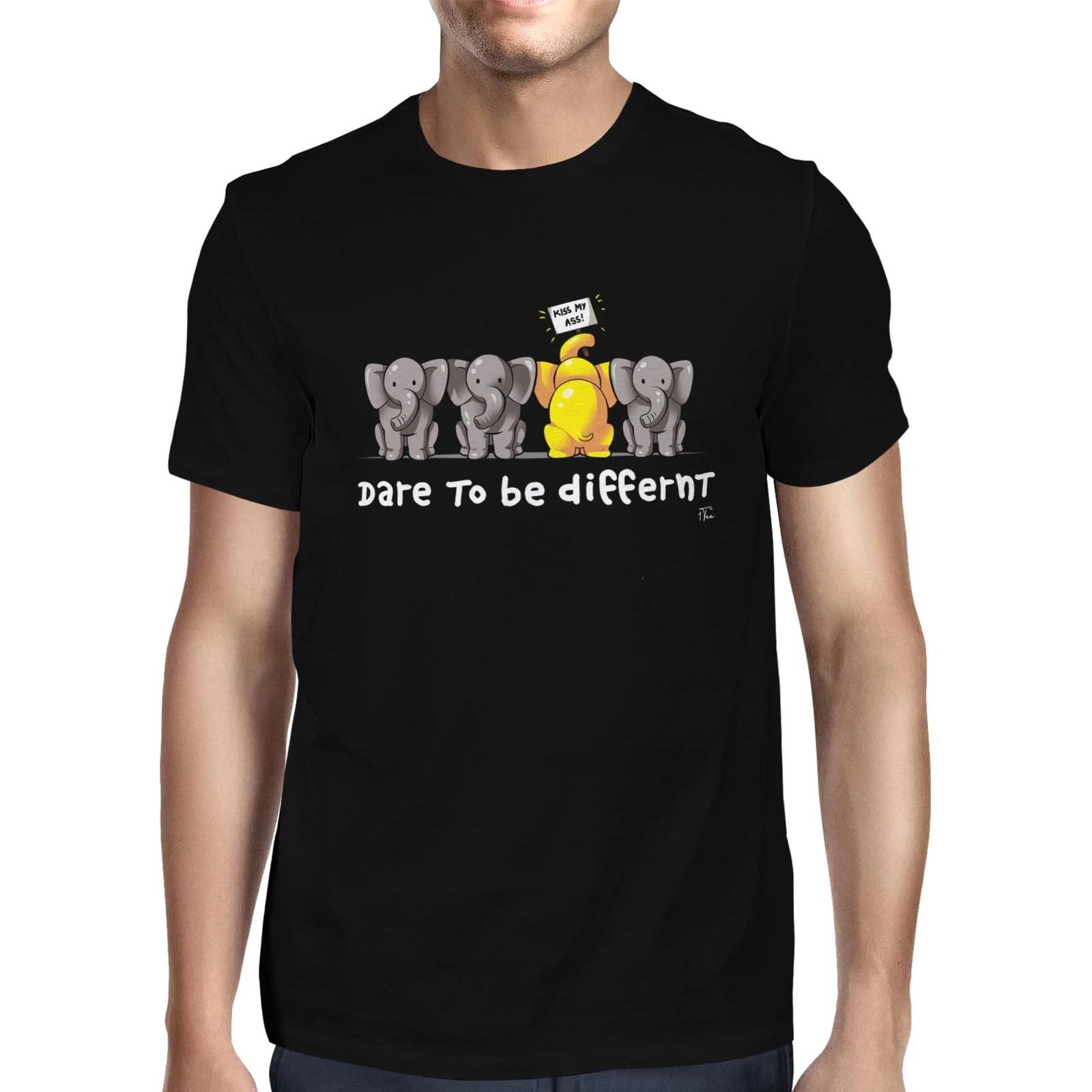 1Tee Mens Kiss My Ass Dare To Be Different Elephant T-Shirt L