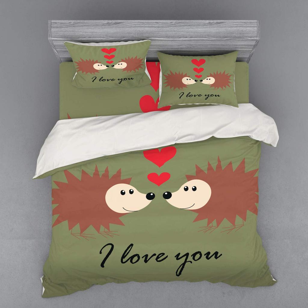 Kawaii Hedgehog Duvet Covers For Kids Queen King Size Lightweight Bedding Sets Wild Animal Bedding Sets Bedroom Decor No Quilt