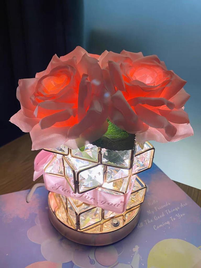 Romantic Rose Cube Table Lamp - Perfect for Birthdays, Qixi, or Valentine's Day