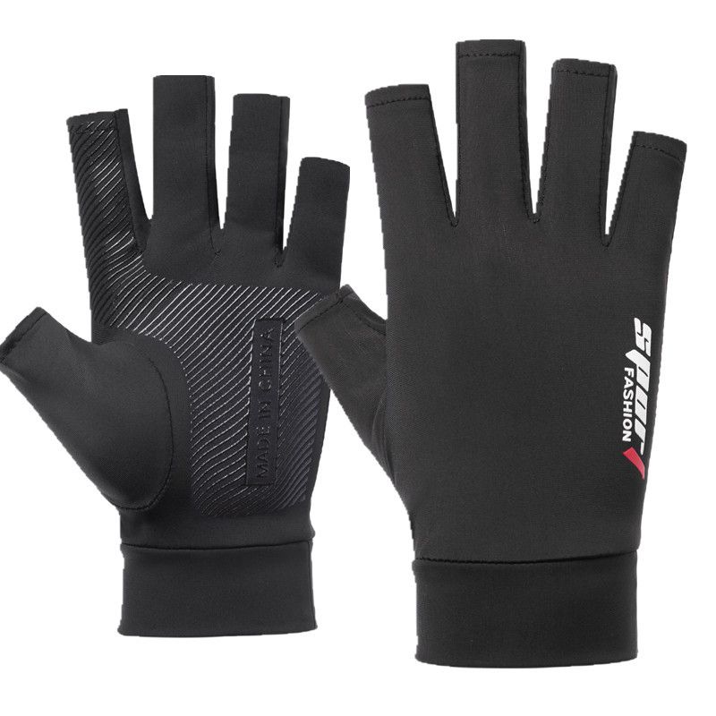 

Summer Fishing Sun Protection Gloves Special Summer Luya Men and Women Thin Anti-Mosquito Oversleeve Ice Sleeve UV Protection Half finger Black All yards