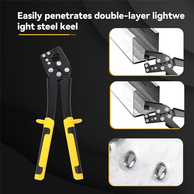 A95I-Handle Stud Crimper Grid Hole Punch Multifunctional Ceiling Grid Punch Pliers Metal Hole Punch Drywall Installation Tool