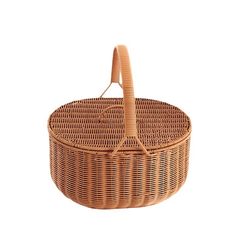 Imitation Rattan Woven Plastic Picnic Basket