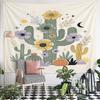 Floral Cactus and Desert Night Scene Pattern Wall Hanging Tapestry Decorative Tapestry Home Decor for Bedroom and Living Room