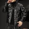 Men's Autumn and Winter Padded and Thickened Stand-up Collar Hoodless Plus Size Warm Jacket Bright Casual Outerwear