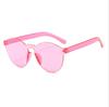 Fashion Rimless Transparent Sunglasses Uv400 Oval Frameless Sun Glasses Vintage Red Pink Blue Yellow Orange Eyewear