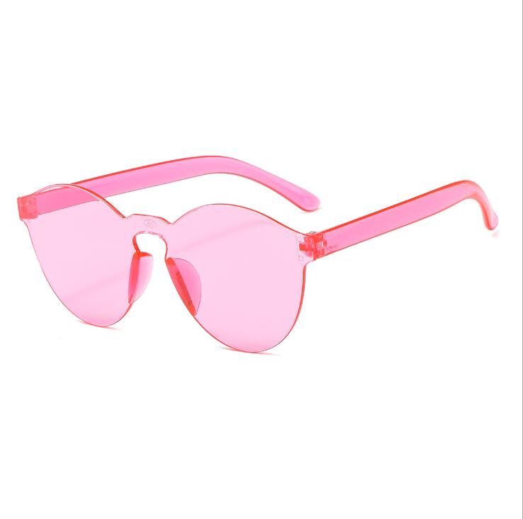 Fashion Rimless Transparent Sunglasses Uv400 Oval Frameless Sun Glasses Vintage Red Pink Blue Yellow Orange Eyewear