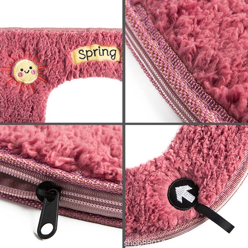 Roztomilé jehněčí sametové potah na záchodové sedátko Polštář Koupelnové předložky na záchodové podložky Měkké zesílené zipy pratelné Vyšívané potahy na záchodové sedátko s rukojetí