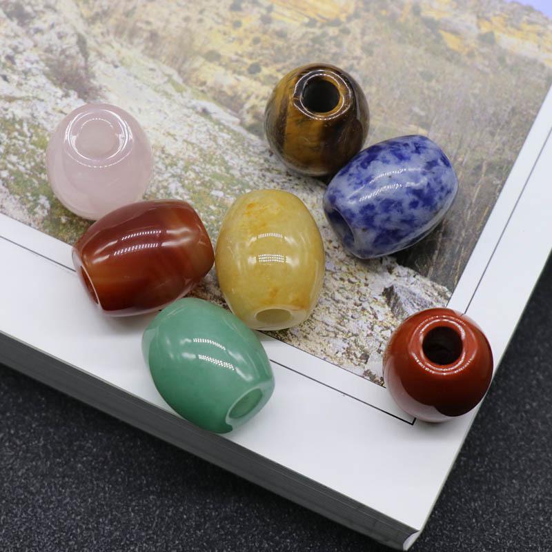 326-Large Hole Crystal Agate Jade Barrel Beads, 16×18mm, 5mm Hole, Jewelry Accessories