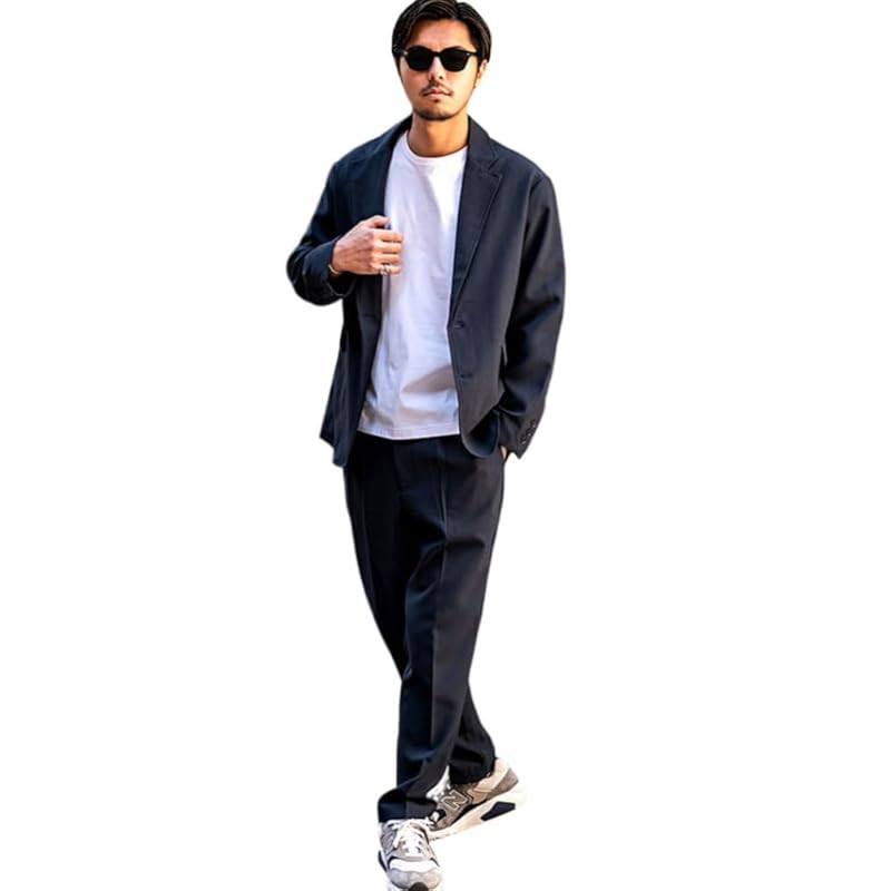 

[SILVER BULLET] set up men s tailored jacket slacks tapered pants slim tight top and bottom Slender Plain color luster suit office business party