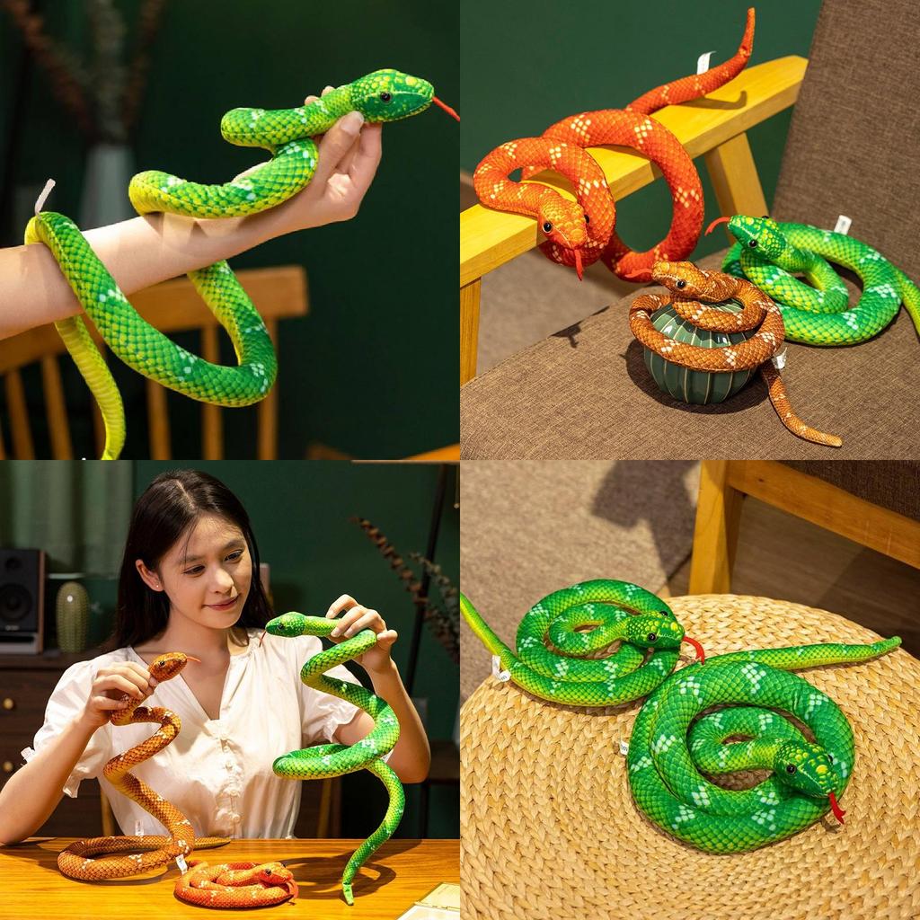 Adorable Realistic Plush Snake Toy Ultra Soft Cartoon Style For Pranks And Fun