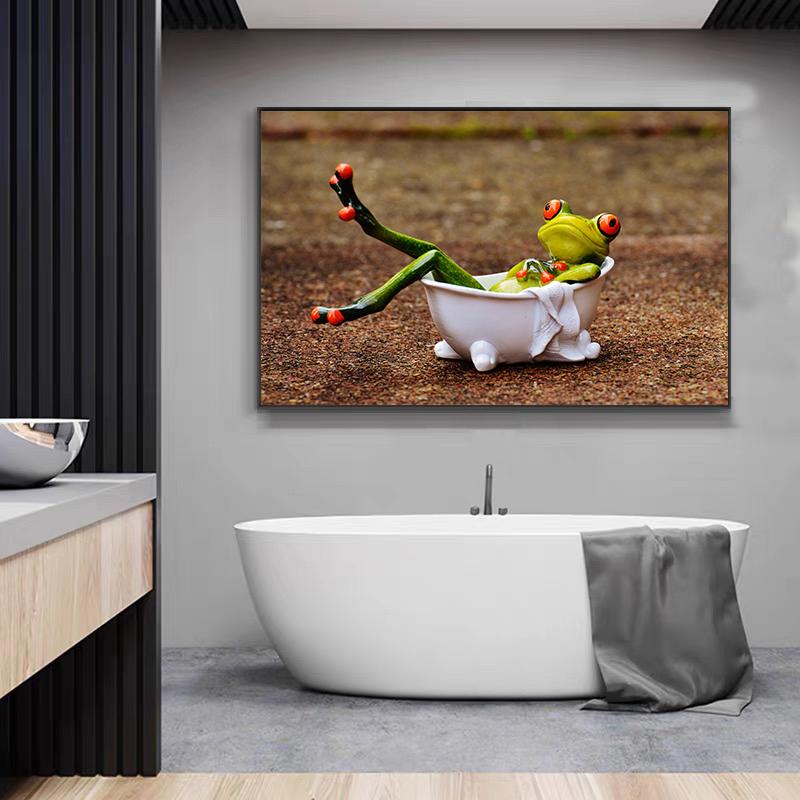 Funny Toilet Paper Bathroom Nordic Frog Posters and Prints Canvas Painting Wall Art Pictures for Washroom WC Bath Home Decor