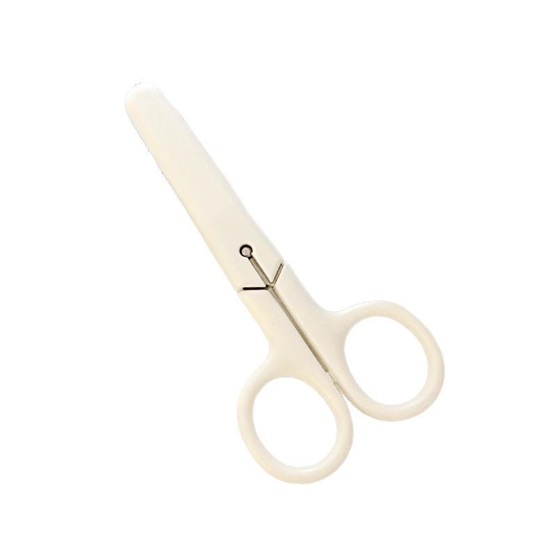 Muji-Style Portable White Utility Scissors with Sheath - Compact, Handmade Paper Cutter for Office Safety.