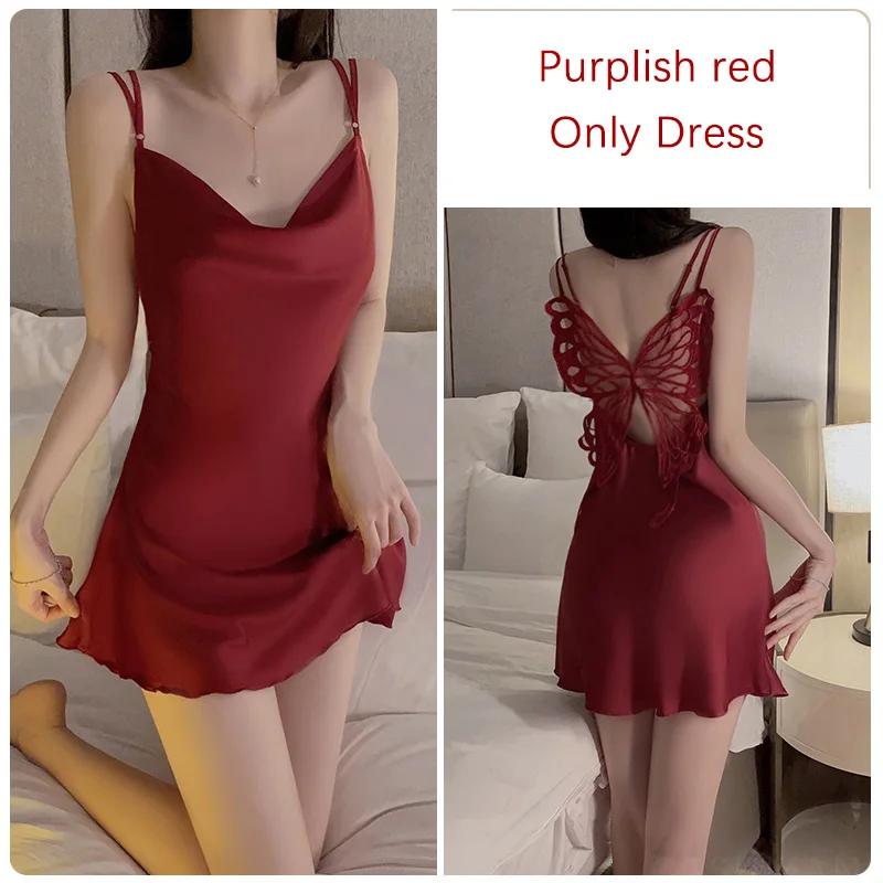 

Летняя милая женская пижама с рисунком бабочки на спине, бархатный воротник, подтяжки, элегантная ночная рубашка для сна для женщин 3XL