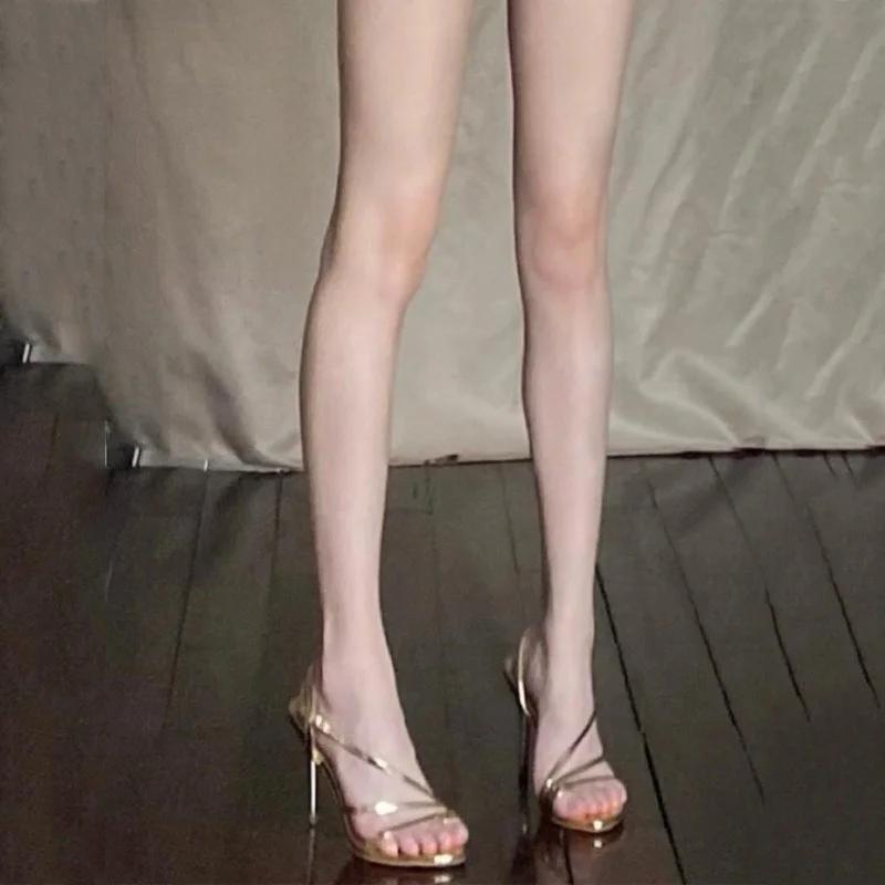 Shoes for Women 2024 Super High Heels High Heels Gold Women's Sandals Sexy Pointed High Heels Women's Party Shoes
