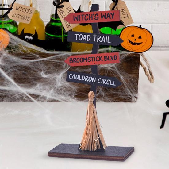 Halloween Wooden Ghost Sign Cute Ghost Witch Pumpkin Tiered Tray Decoration for Home Shelf Mantel Tabletop Windowsill Decor