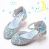 Blue Princess Crystal Shoes: Shiny High Heels with Soft Sole for Girls - Spring & Autumn Style, Fashionable and Comfortable.