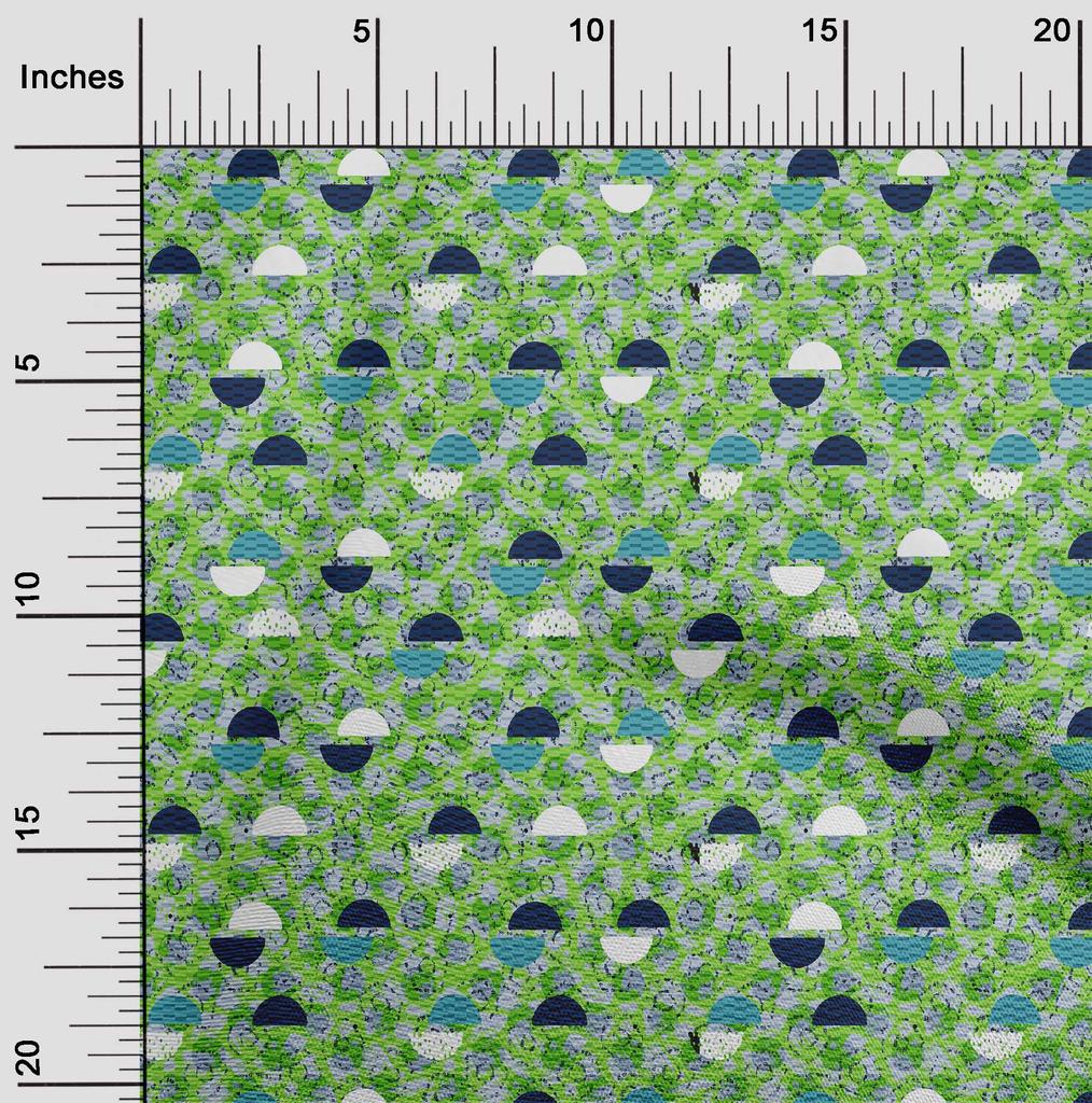 oneOone Cotton Flex Light Grayish Green Fabric Circle Geometric Sewing Craft Projects Fabric Prints By Yard 40 Inch