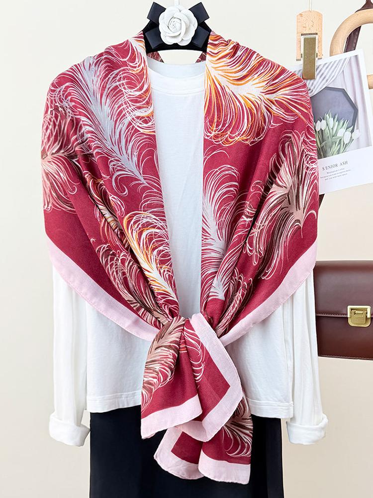 Elegant Women Retro Beach Silk Scarf Wrap Shawl Print Lady Sunscreen Bandanas Hijab Mujer Boho Scarve Pareo Casual Korean New