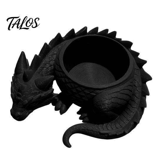 Talos 3D Printed Lying Dragon Flowerpot for Small Green Plants, Decorative Succulents Pot Ornament, Dark Style Figurine Home Office Desktop