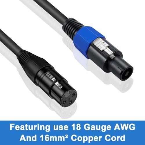 Poyiccot Speakon to XLR Conversion Cable, 18 AWG 2-Wire Connector [Speakon Male to XLR Female] Speaker Cable, Audio Cable for Pro DJ PA, Gig Stage Mic