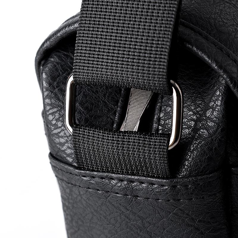 Men's Crossbody Bag Soft Leather Shoulder Bag Business Small Satchel Student Messenger Bag