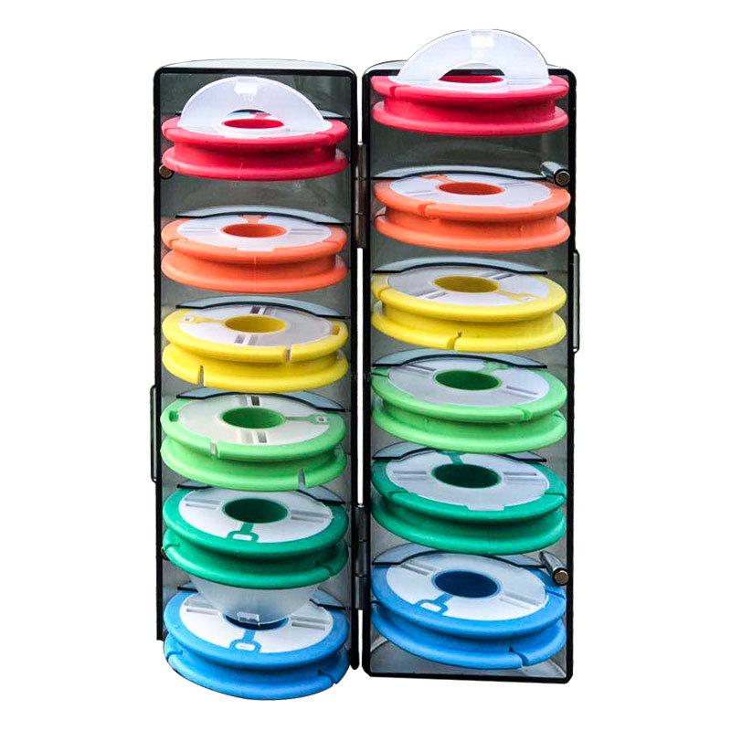 Large Rainbow Silicone Fishing Line Storage Box with Spools - Available In 4, 8, 12, or 16 Spool Sizes