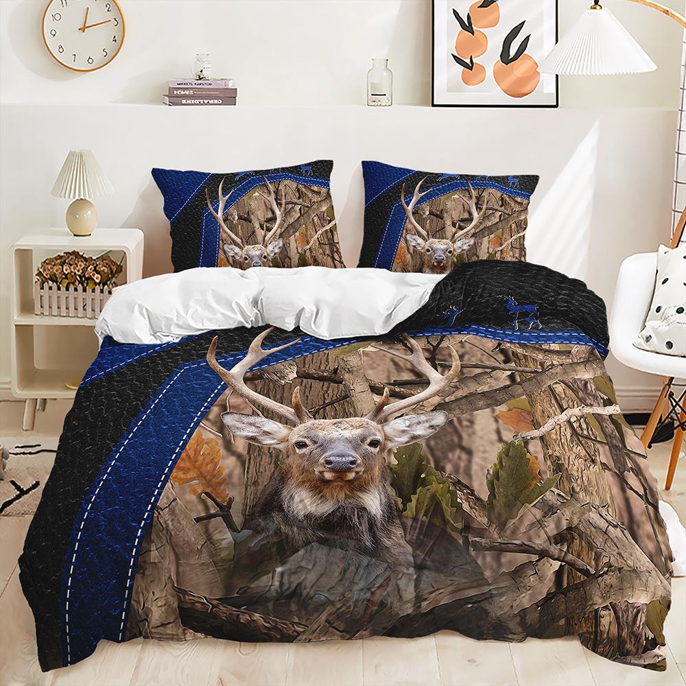 Bett Dreiteiliges Tier-Set Elch Bettbezug Zweiteiliges Schlafzimmer