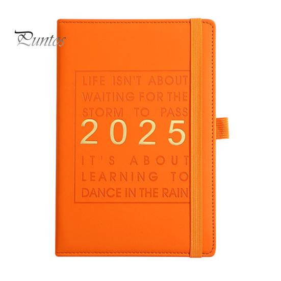 

Планировщик 2025 года Еженедельный ежемесячный твердый переплет из искусственной кожи Вдохновляющие цитаты Ежемесячный обзор Ежедневные блоки Эластичная застежка Планировщик A5 оранжевый