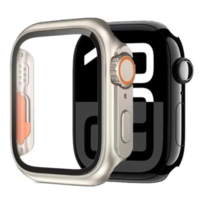 Glass+Case For Apple Watch 11 10 46/42mm 9 8 7 45/41mm Screen Protector Change To Ultra 4/3/2/1 iWatch 6 5 SE 44/40mm Bumper Cover
