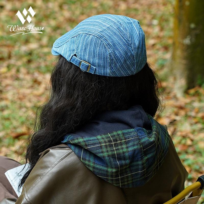 British retro denim washed beret women's spring and autumn versatile cap forward hat shopping hat men and women