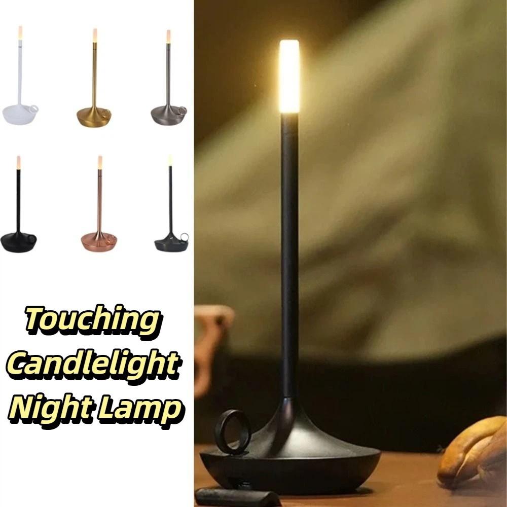 USB Charging Candlelight Table Lamp Metal Construction Touch Control LED Candle Lamp Simple Design LED Light Source