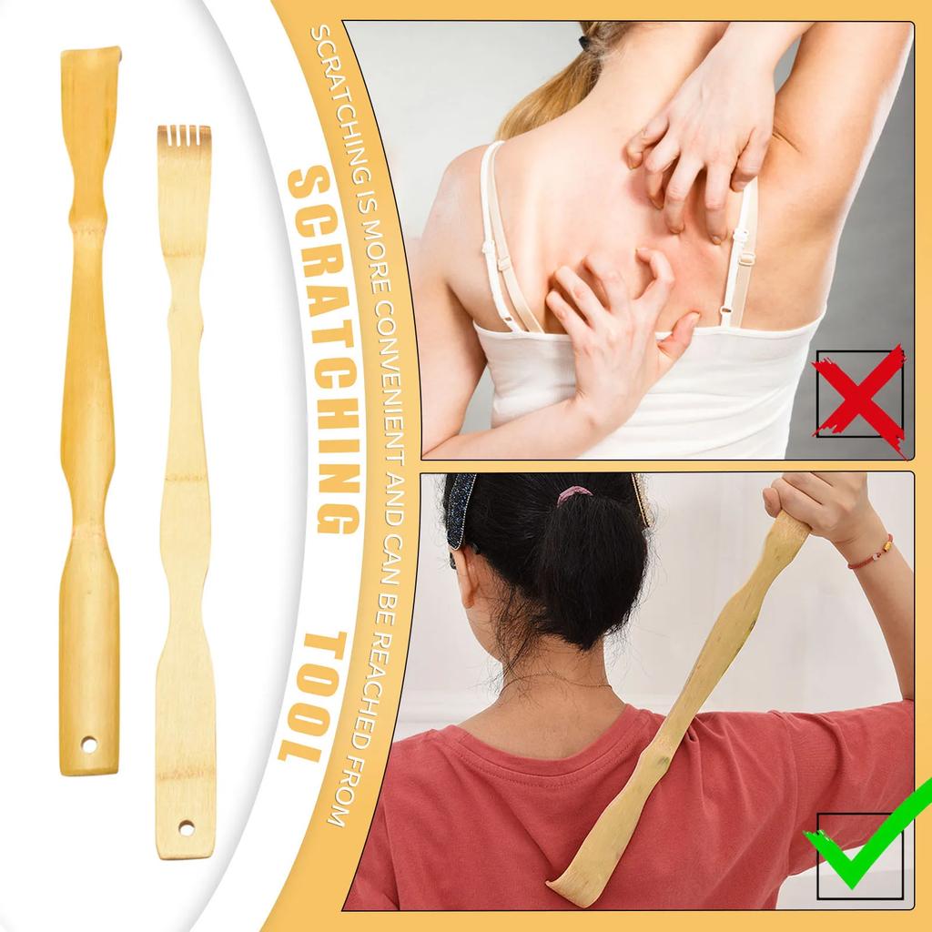 Bamboo Back Scratcher Aid Stick Scratching Massage Roller Long Wooden Body Large Stick for Men and Women Back Scratcher Massager