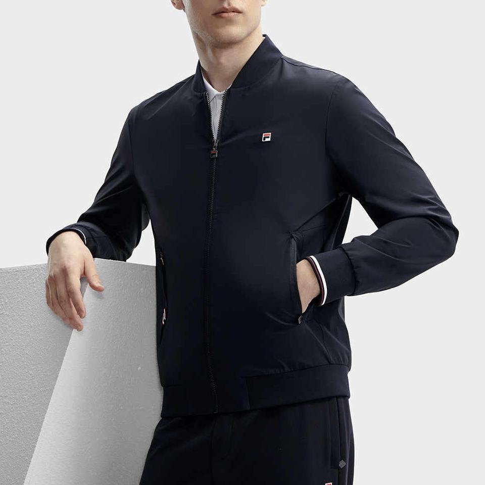 Fila Embroidered Logo Baseball Collar Casual Woven Jacket Men Jackets Legendary-Blue F11M411708F-NV