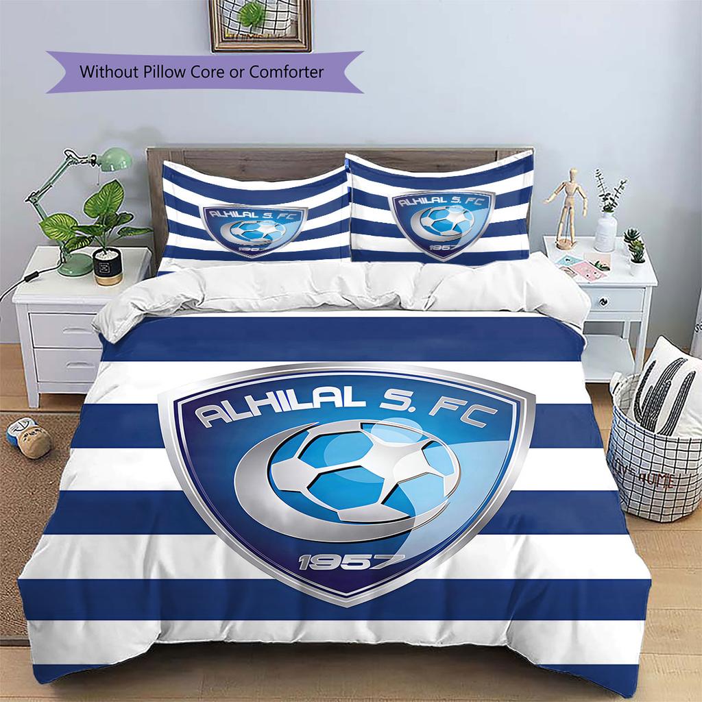 Al Hilal SFC Pattern Bedding,Quilt Set Quilt Cover Pillowcase Home Birthday Gift(1 * Duvet Cover + 2 * Pillowcase, Without Core)