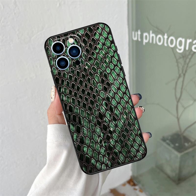 Snake Skin Print Case For iPhone 16 15 11 12 13 14 Pro Max Plus XS X XR 12 13 Mini Back Cover