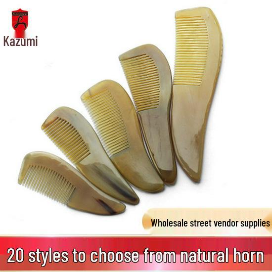 Hemei Natural Horn Comb for Ladies - Scalp Massage & Pointed Tail Design