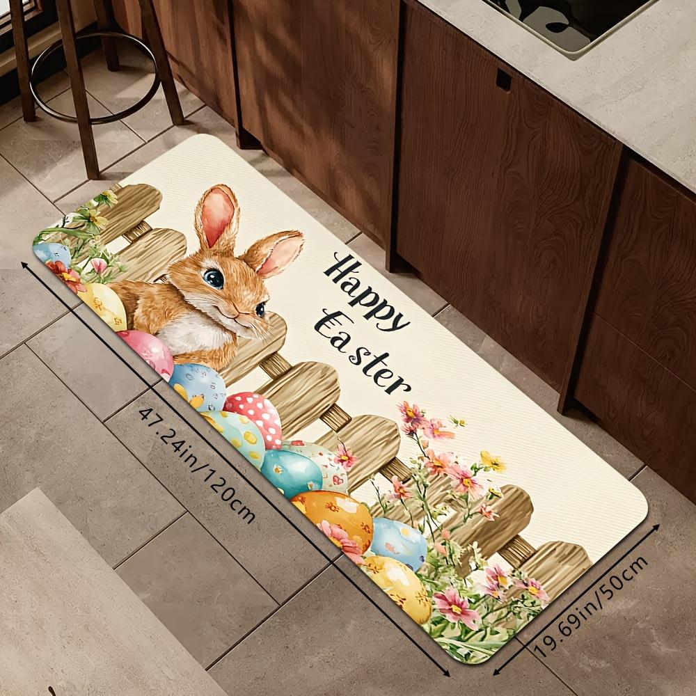 1 sztuka Wodoodporna, antypoślizgowa, grubo amortyzująca mata kuchenna z nadrukiem wielkanocnym, wytrzymała, komfortowa mata do stania do kuchni, łazienki