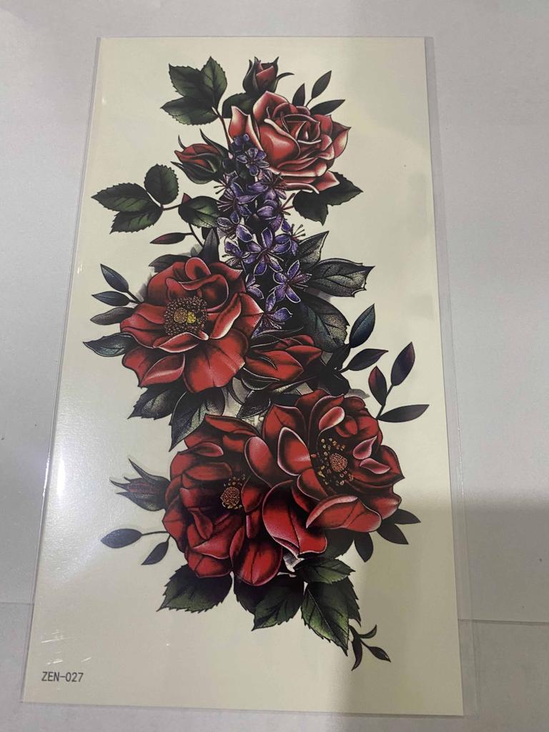 Florals Fake Tattoo Rose Flowers Temporary Tattoos 2 Sheets For Women Girls Watercolor Waterproof Accessories