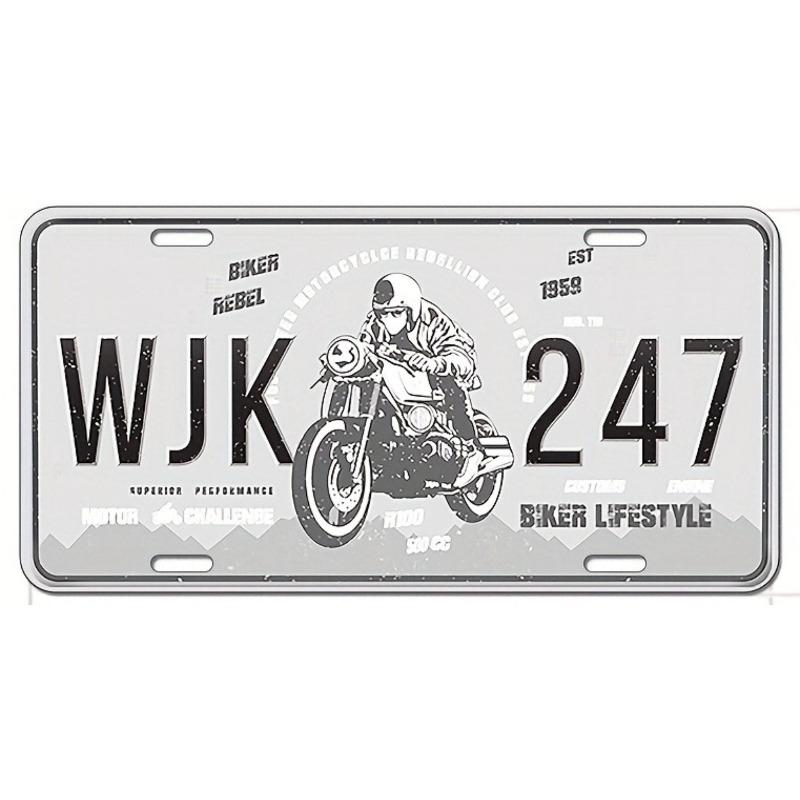 Motorcycle Souvenir License Plate, Metal Auto Wall Decor 15x30cm