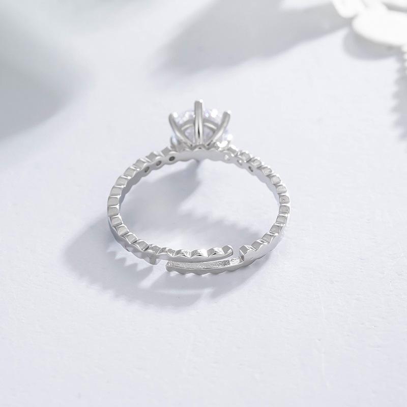 Mosan Diamond Finger Ring Female Six Claw Imitation Diamond I Honeycomb Couple Finger Ring Open Bridal Wedding Occasion Rings RingTrendy Rings